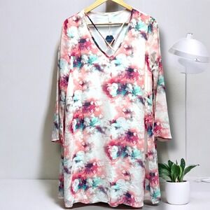 PinkBlush Floral Print Long‎ Sleeve V-Neck Casual Dress